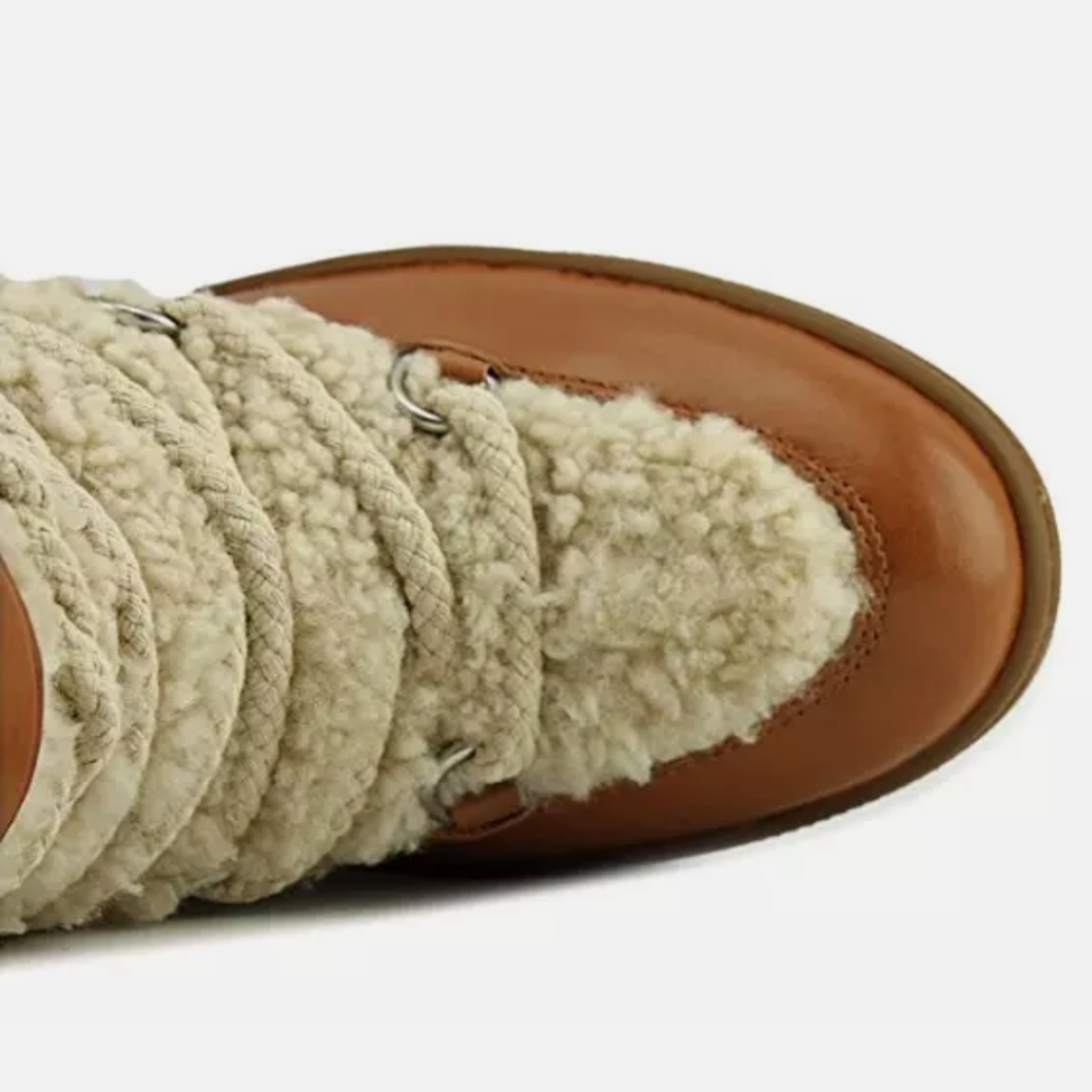 NWT COACH Monroe Shearling wedge bootie - Picture 3 of 8